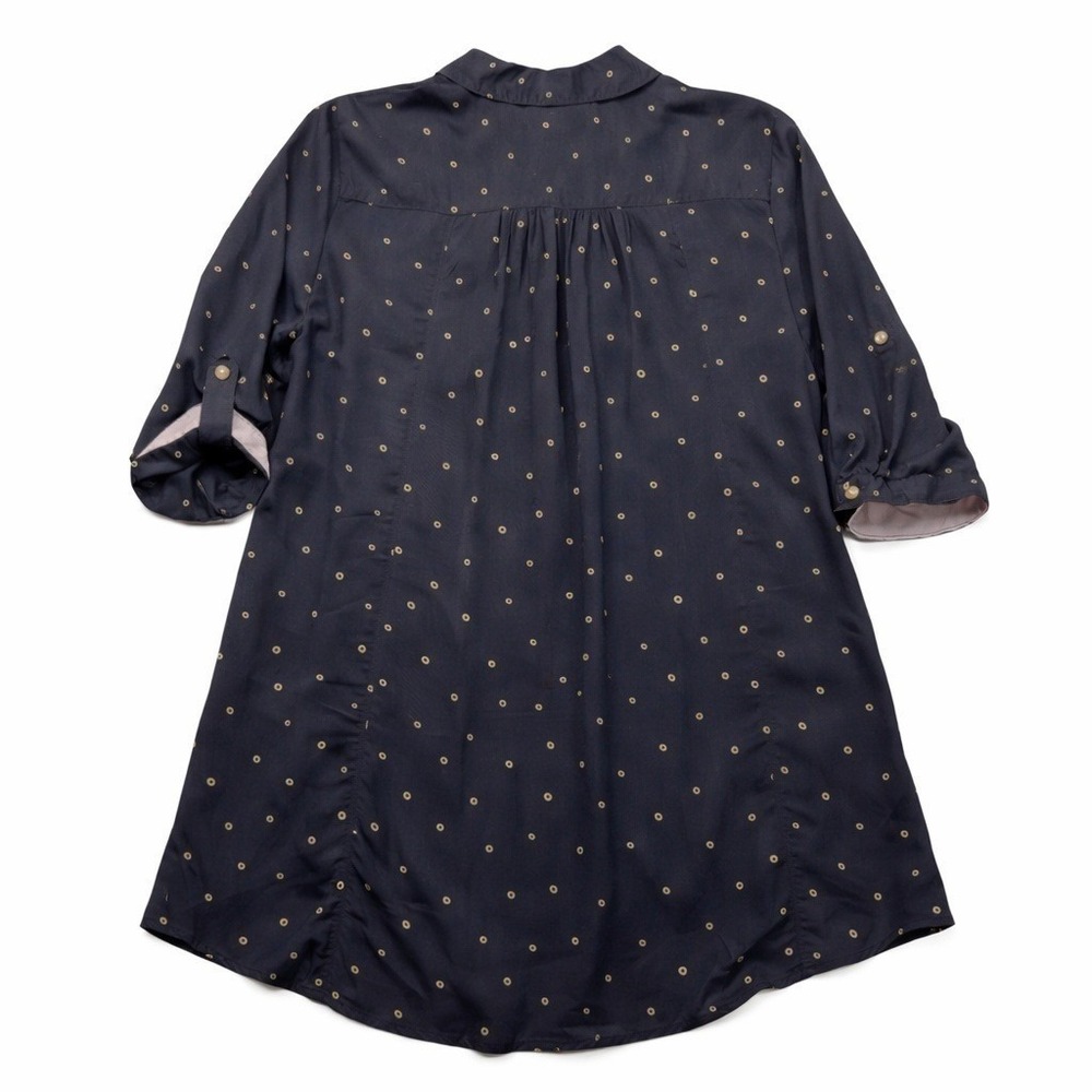Maeve Anthropologie Womens M Monika Tunic Blouse Navy Dot Modal Button Front - Picture 2 of 8